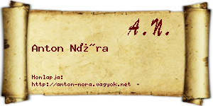 Anton Nóra névjegykártya